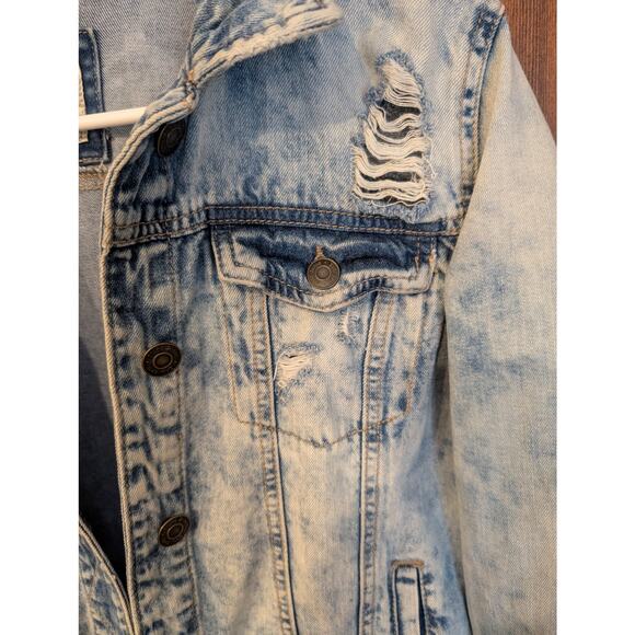 Mudd Acid Wash Distressed Jean Jacket Woman's Large - Picture 4 of 8